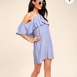 Lulus Off the Shoulder Halter Dress NWT Large